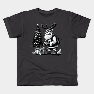 Santa Claus in rendeer hat Kids T-Shirt